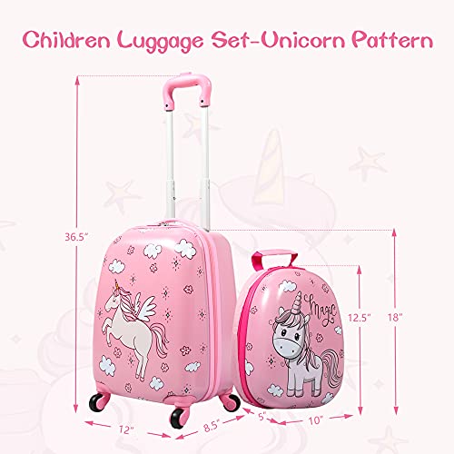 Sandinrayli Kid Luggage Set for Girls, 12” Backpack & 16” Kid Carry on