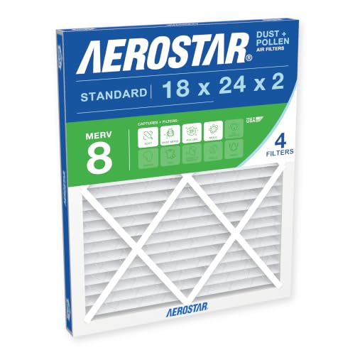 Aerostar 18x24x2 Air Filter MERV 8, Home AC HVAC Furnace Filter, 4 Pack at Amazon