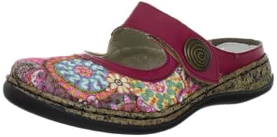 Amazon.com | Rieker Women's, Daisy 85 Slip-on Mule Style Pink Multi 3.6 M | Mules & Clogs