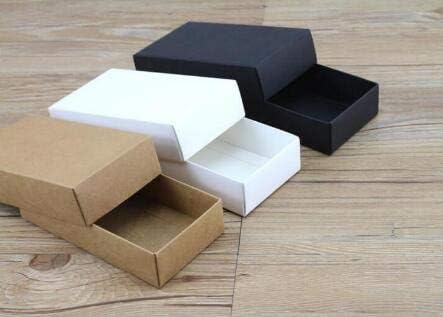 Ranggrgt 10 Sizes Kraft Black White Gift Packaging Box Kraft Blank Carton Paper Gift Paper Box with Lid Gift Carton Cardboard Box White 115x95x38mm