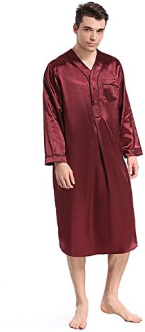 Like2sea Silky Satin Nightshirt for Men, Long Lightweight Pajamas