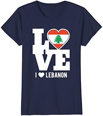Womens Love Lebanon T-Shirt Patriotic Lebanese Expat Medium Navy
