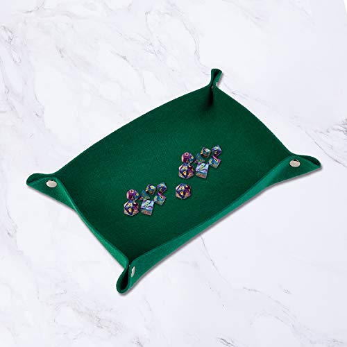 Tanlee 6 Pieces Felt Dice Tray Dice Rolling Tray Folding Dice Holder for Dice Games Storage, 6 Colors