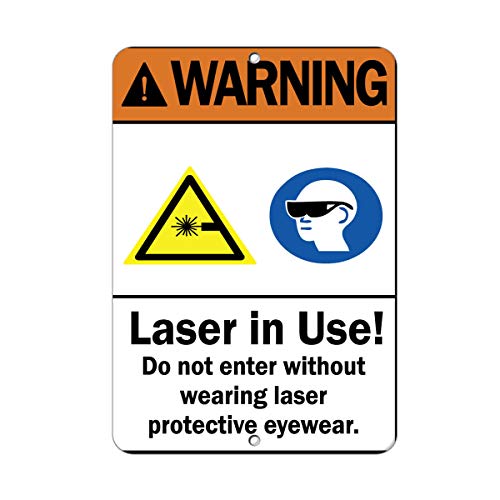 Warning Laser in Use! Wear Protective Eyewear Hazard Sign Vinyl Sticker Decal 8"