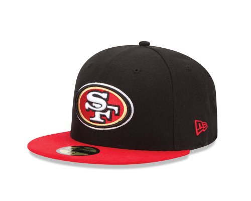 NFL San Francisco 49Ers Black and Team Color 59Fifty Fitted Cap, Black/Red, 7 1/2