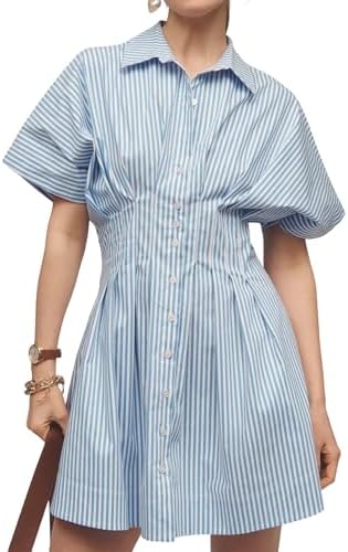 shirred corset button down dress Long Sleeve Button Down Ruched Shirt Dress In Cream | EGO US