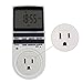ETvalley Timer Switch 24h/7days Programmable Digital Programmable Timer Smart Socket Plug-in Switch Energy-Saving Outlet with 3-Prong Outlet for Lights and Appliances, Pack of 2, White