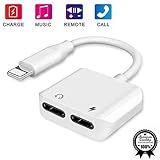 Headphone Adapter for iPhone X Adapter AUX Audio Jack Adapter Car Charger Earphone Cable Converter Compatible for iPhone X/XS/XR/7/7P/8/8Plus Support All iOS System[Audio+Charge+Call+Volume Control ]