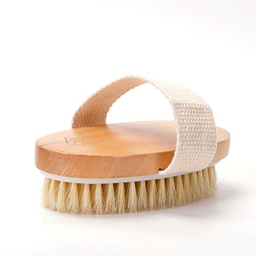 Zhurson Dry Brushing Body Bath Brush(oval), Natural Bristles bath Brush