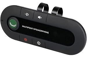 Car Bluetooth Speakerphone with Visor Clip, Wireless Car Kit for Cell Phone Handsfree Talking MP3 Player, Auto Power On/Conne