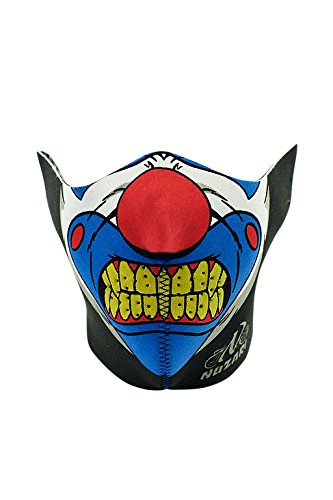 Half Face Neoprene Ski Mask W/ Halloween Designs. Great Protection While Riding Motorcycles, Dirt Bikes, ATV's, Waverunners & Skiing. Breathable Fabric w/ Nose cut out. Adjustable, (Angry Clown)