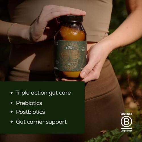 Ancient + Brave True Biome Fibre & Gut Health Powder – Prebiotics, Postbiotics & L-Glutamine – PHGG Soluble Fibre for Digestive Health, Microbiome Balance