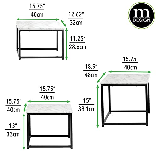 mDesign Modern Farmhouse Nesting Side/End Table Metal Wood Design