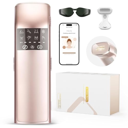 ECOFUN IPL Laser Hair Removal Device, 3-Pulse Light, Sapphire Painless Ice-Cooling Contact Professional Hair Removal Device, Laser Hair Removal for Women and Men,with Smart App(Champagne Gold)