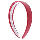 Bright Red 1 Inch Wide Leather Like Headband Solid Hair band for Women and Girls