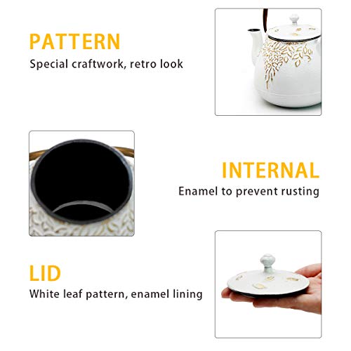 TOPTIER Japanese Cast Iron Tea Kettle with Infuser,Teapot Stovetop Safe