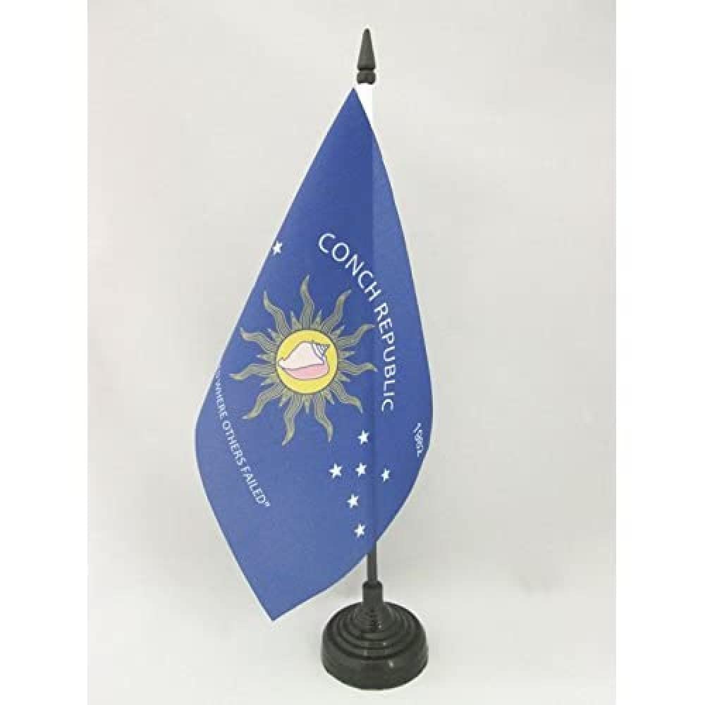 AZ FLAG Conch Republic Table Flag 5'' x 8'' - Conch Republic Office Decoration 100% Polyester 21 x 14 cm - Mini Desk Flag with Pole and Black Plastic Base