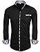 HOTOUCH Mens Slim Fit Plaid Collar Button Up Shirt Black, Small, Long Sleeve
