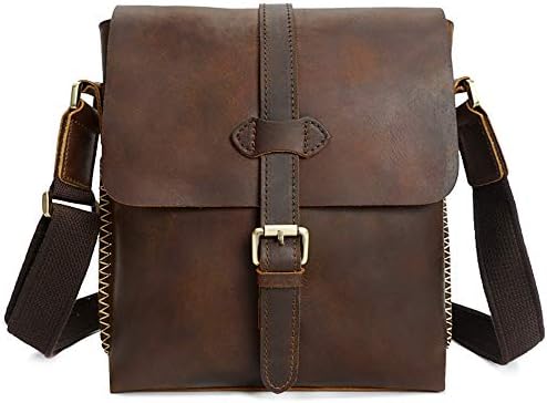Aszhdfihas Crossbody Travel Messenger Bags Vintage Leather Shoulder Bag Men's Casual Business Crossbody Bag With Adjustable Strap for Work and School (Color : Brown)