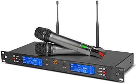 Xtuga LW120 2x200 Channel UHF Wireless Microphone System with Selectable Frequencies Prevent Interference, Use for Family Party, Church, Small Karaoke Night (Range:180-250Ft)