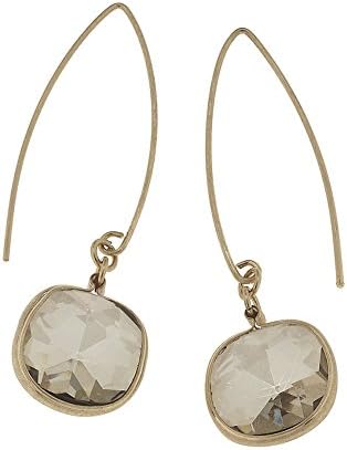Chanel Drop Marquis Wire Earrings in Black Diamond Glass by Canvas Jewelry