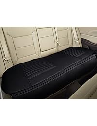 Cubreasiento trasero de coche transpirable con cojín para vehículos con carbón vegetal de bambú de piel sintética., Negro