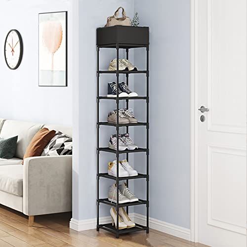 Narrow Shoe Rack, 8 Tier Vertical Shoe Rack for Closet Entryway Hallway