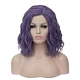 Topwigy Women's Cosplay Wig Medium Length Fashion Curly Heat Resistant Charming Hair Wigs Costume Party Wig (Purle Gray)