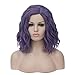 TopWigy Purple Gray Cosplay Wig Medium Length Curly Wave Colorful Synthetic Heat Resistant Hair Wigs Costume Party Anime Fun Bob Wigs for Women (Purple Gray 16