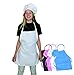 Kids Apron and Chef Hat Set - Adjustable Hat. Fits Childs Size Medium 6-12. (White) Free eBook