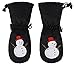 ANDORRA Girls Premium Weather-proof Thinsulate Snow Mittens, Snowman Print,XS,Black/Snowman