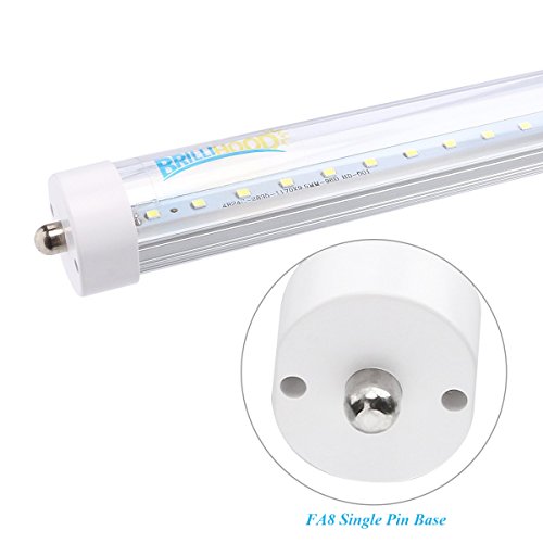 Brillihood 8FT LED Light Bulb, 40W (90W Equivalent), T8/T10/T12 Fluorescent Tube Replacement, Single Pin FA8 Base, 4000K (Daylight White), Clear Cover, Dual-Ended Power, (Pack of 10) - Thumbnail 3