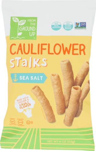 Real Food From the Ground Up Cauliflower Stalks Variety Bundle of TWO Flavors: One Bag Each of Sea Salt and Cheddar (2 Bags)