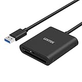 Unitek 3-Slot USB 3.0 Compact Card Reader, Read 3 Cards Simultaneously, Aluminum SD Micro SD CF Card Adapter Writer, Tf, SD, Micro SD, SDXC, SDHC, Compact Flash Memory Card Reader, Black