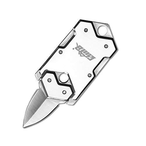 CIMA M171 Small Tactical Folding Pocket Knife,EDC Dog tag Neck Knife,Send Chain (Silver)