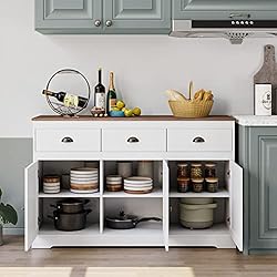 Keyluv White Buffet Cabinet Storage Sideboard