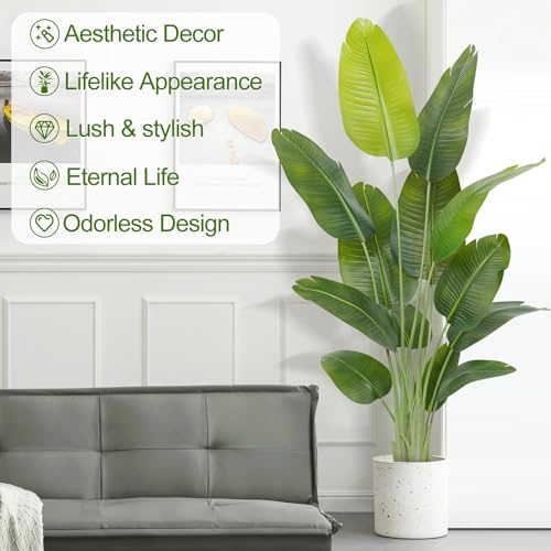 Keeplush Artificial Plant Bird of Paradise 180 cm High Indoor Artificial Plant with 13 Leaves, Large Outdoor Artificial Tree for Indoor Home Living Room Office Bedrooms Garden Verandas (2Pack)