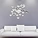 HOODDEAL Acrylic Heart-Shaped Mirror Wall Stickers Plastic Removable Heart Art Decor Wall Poster Living Room Home Decoration,Multi-Size (15PCS, Silver)