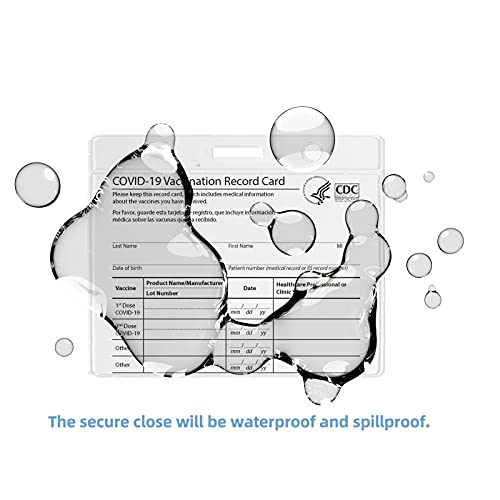 CDC Vaccine Card Protector 4.25x3.77 in, Vaccination Card Holder with Lanyards, Clear Plastic Sleeves Pouch Cover Envelop Fit with Waterproof Resealable - 5 Card Protectors & 5 Neck Cords (5, Black)