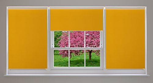All Design's Blackout Room Darkening Polyester Roller Shade / Window Blinds with Looped Chain, 39" x 72" Yellow Color