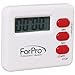 ForPro Professional Collection Digital Timer, White, Magnetic Back & Stand, min, Second Count up & Countdown, Kitchen, Office, Salon, Spa, 2.33” L x 2” H