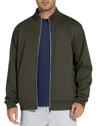 THE GYM PEOPLE Men's Zip Up Workout Sweatshirts Fleece Mock Neck… at Amazon
