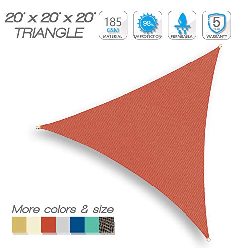 Amagenix Triangle Sun Shade Sails Canopy, Rust Red Outdoor Shade Canopy 20' X 20' X 20' UV Block Canopy for Outdoor… – Bild 3