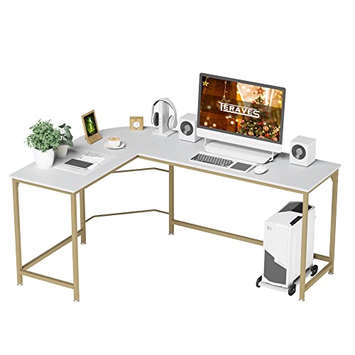 Teraves Reversible LShaped Desk Corner Gaming Computer Desk Office Workstation Modern Home