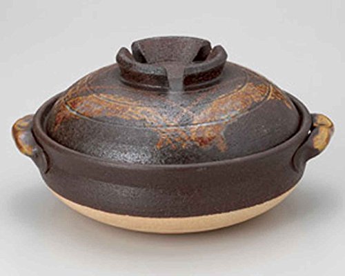 Click Here to See More Images Tetsu-Red Koshi for 2-3 persons 8.3inch Donabe Japanese Hot pot Brown Ceramic Made in Japan