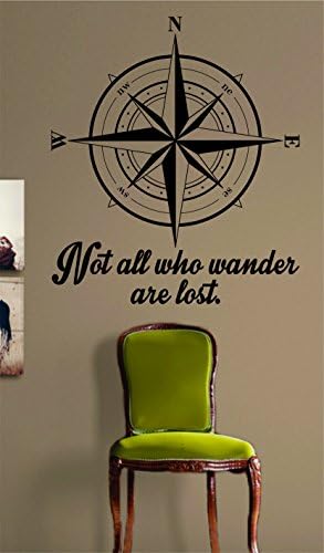 Compass Rose Not All Who Wander Are Lost Quote Nautical Sticker Decal Wall Vinyl Art Beach Ocean Quote