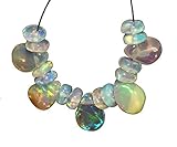 3.86 TCW Natural Ethiopian welo Fire Opal Almonds & Roundel Beads Demi strand 32AA18