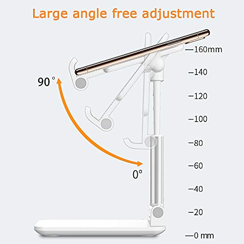 LOBKIN Phone Stand for Desk, Foldable Portable Adjustable Tablet Cell Phone Holder Charging Dock Cellphone Holder Office, Sturdy Mobile Stand Hand Metal Desktop iPhone Stand (White)