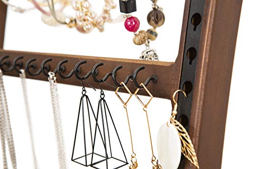 SODUKU 2 Tier Jewelry Organizer Stand Modern Wood Jewelry Holder and Display Tabletop Jewelry Storage Rack for Necklaces Bracelets Earrings (Walnut)