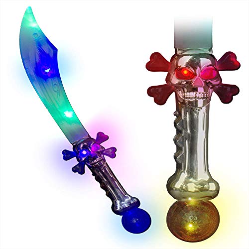 Fun Central AJ452, 1 Pc, 24 Inches LED Light Up Skull Crystal Pirate Sword, Short Pirate Sword, LED Light Up Sword, Light Up Pirate Sword - Thumbnail 3
